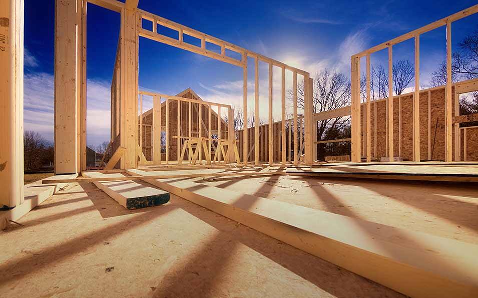 Timber house frame during a home renovation build