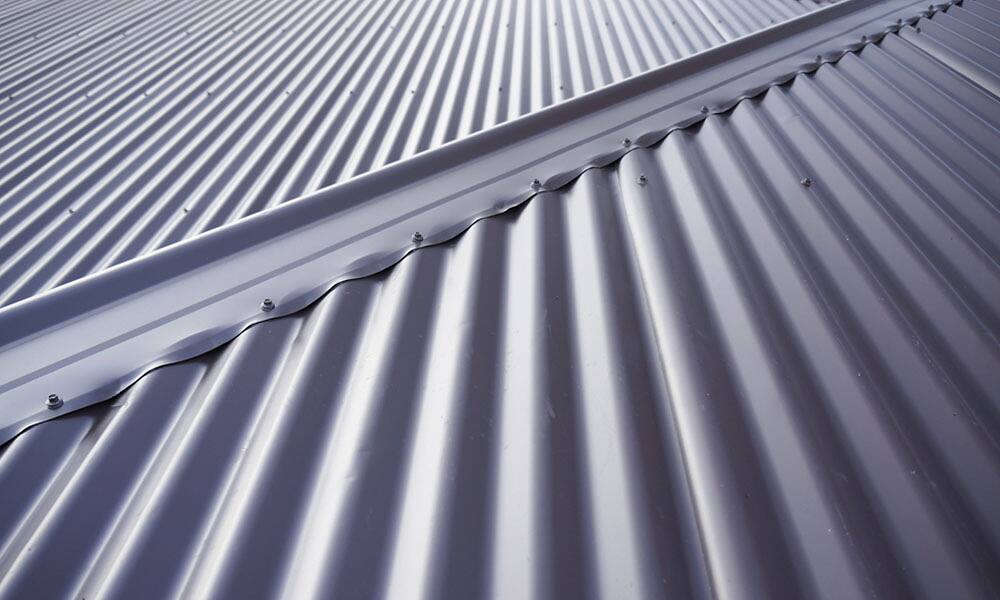 Close-up of corrugated metal roof sheeting